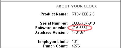 Look Up Software Version - About Your Clock